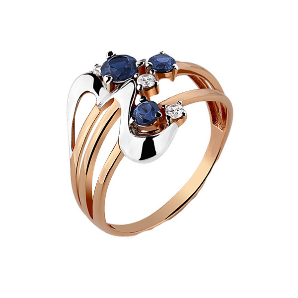 Inel din aur roșu cu pietre Cubic zirconia, Nanosafir